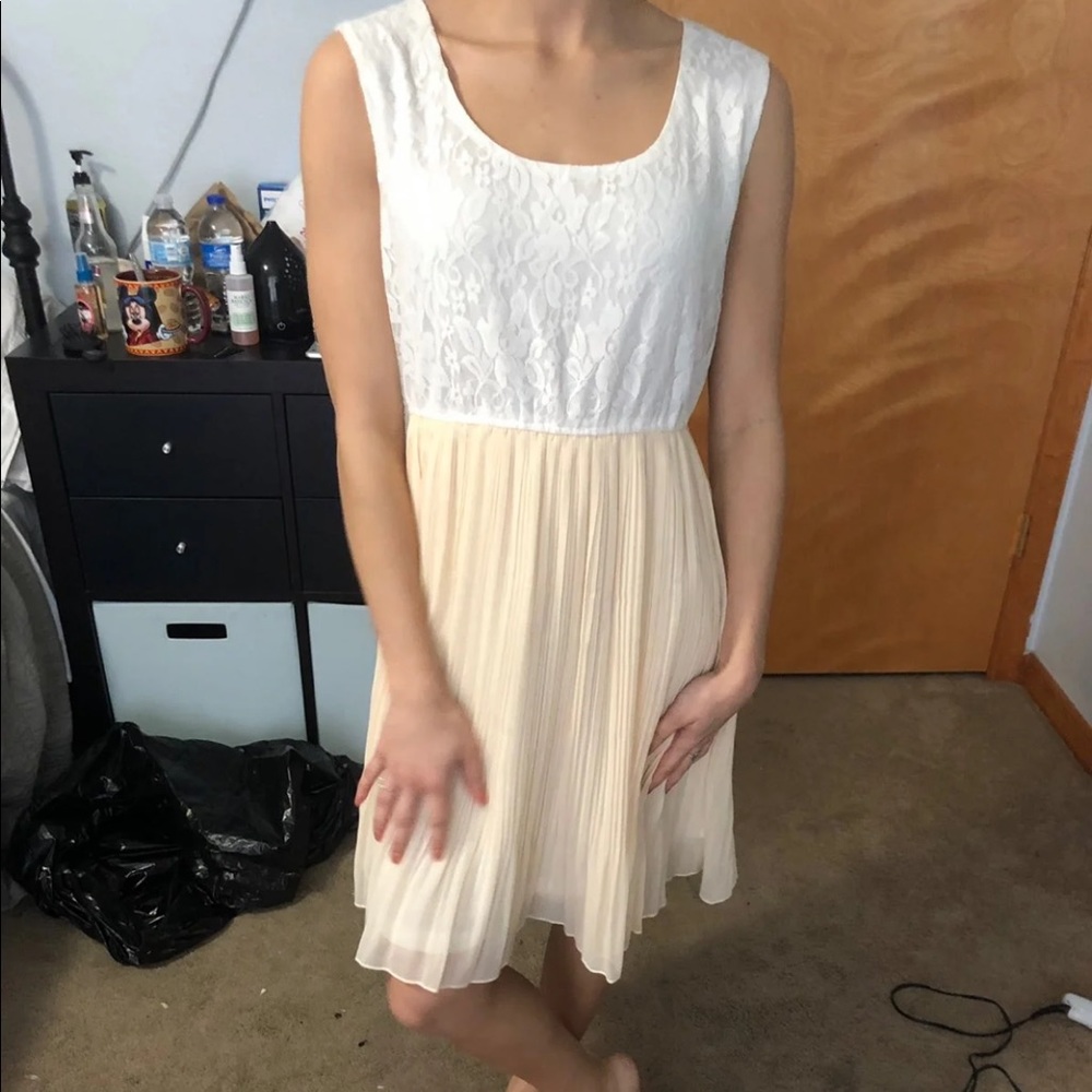 Yellow bottom floral white top dress